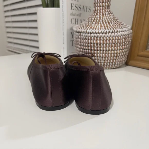 new LOEFFLER RANDALL Leonie satin bow ballet Mary Jane flats 7.5 brown - Picture 10 of 11